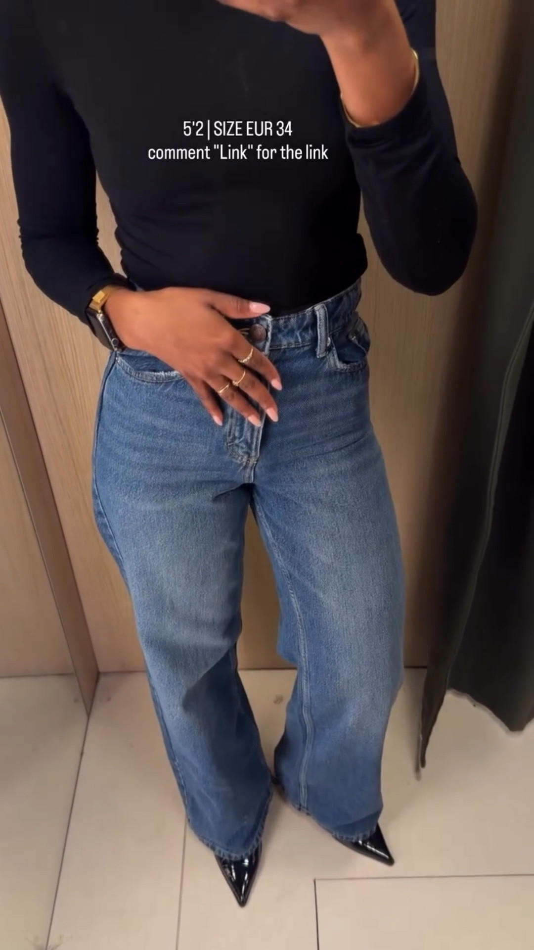 @Pull & Bear  wide leg jeans |wearing size EUR 34(5’2 Tall)

Wide leg jeans ,petite friendly jeans,how to style jeans,Date night outfit 
