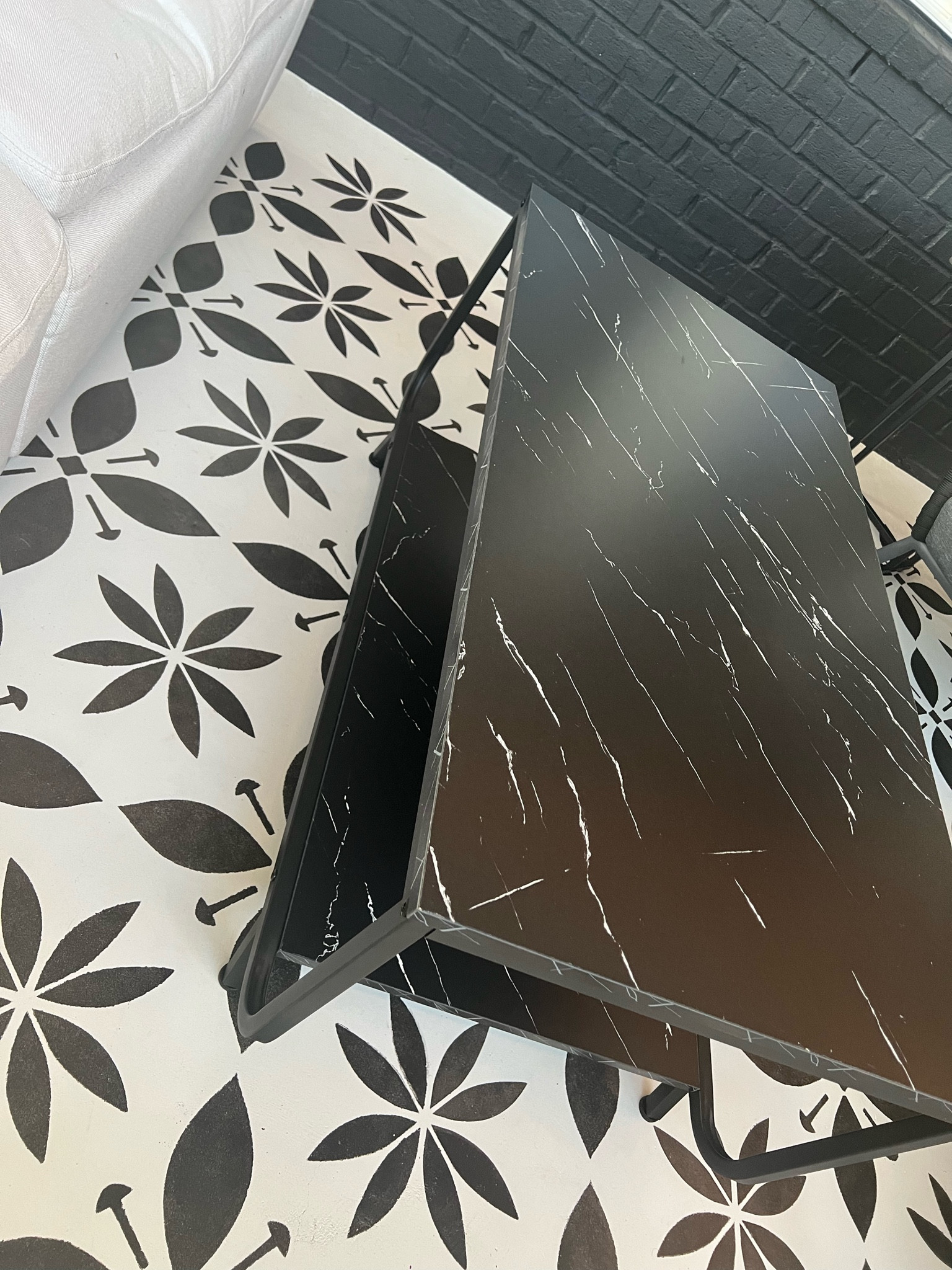 Porch furniture, outdoor table, outdoor furniture, patio furniture, black marble table 