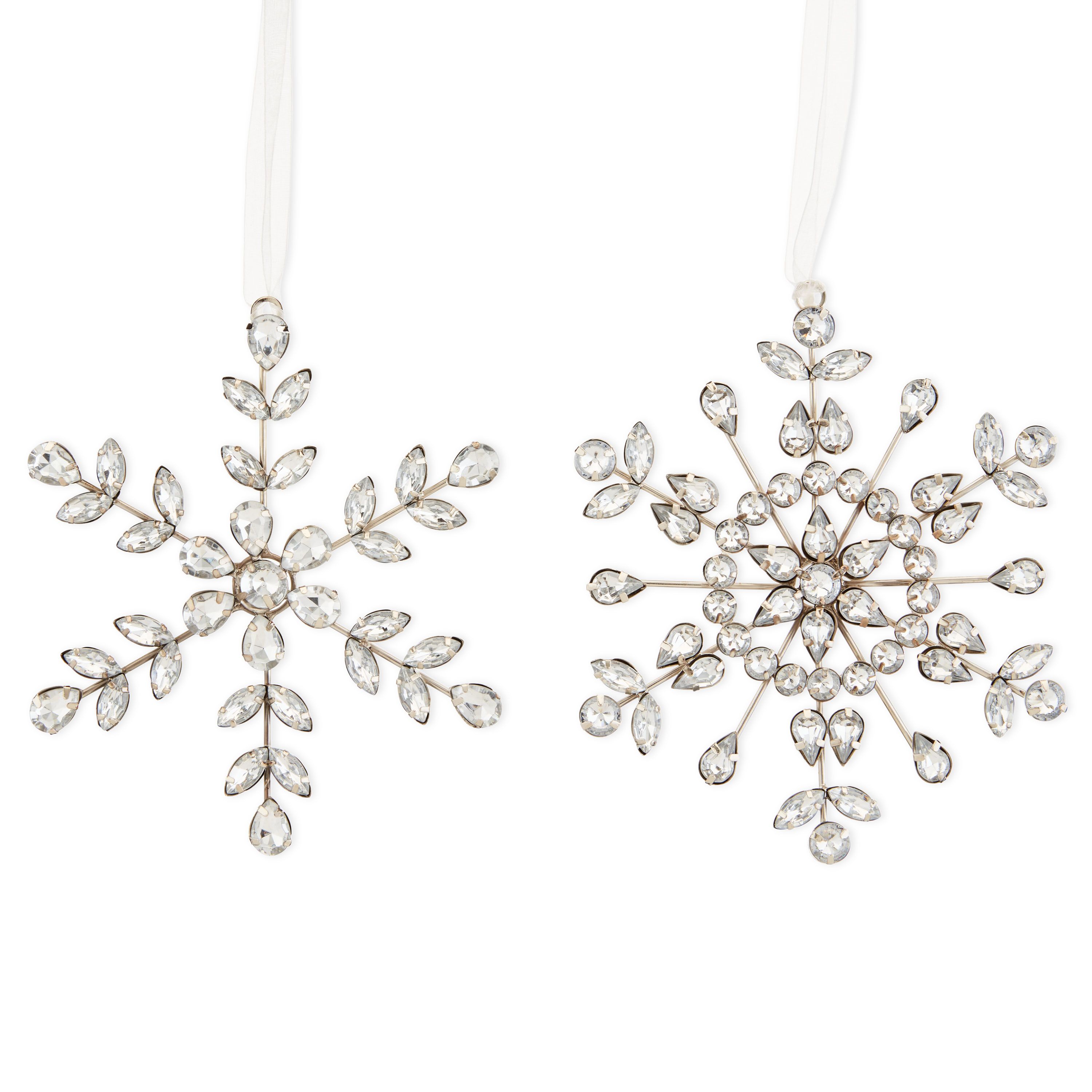 Holiday Time 2pk Silver Snowflake W/rhinestones Ornaments, 5-inch - Walmart.com | Walmart (US)