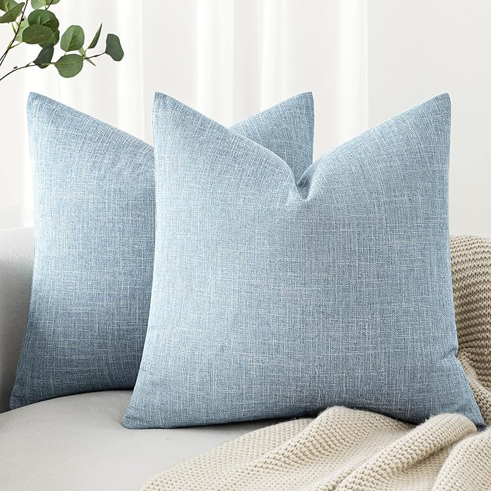 MIULEE Pack of 2 Decorative Linen Burlap Textured Pillow Covers Farmhouse Boho Accent Pillowcases... | Amazon (US)