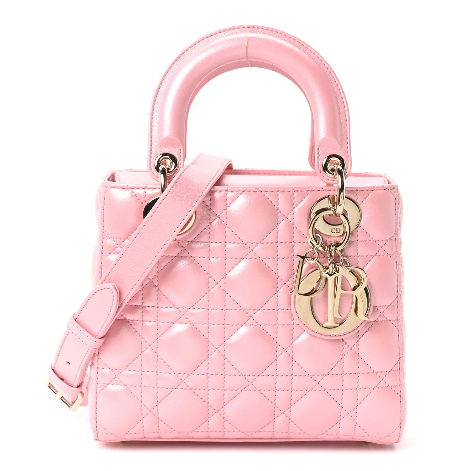 Metallic Lambskin Cannage Small Lady Dior Melacoton | FASHIONPHILE (US)