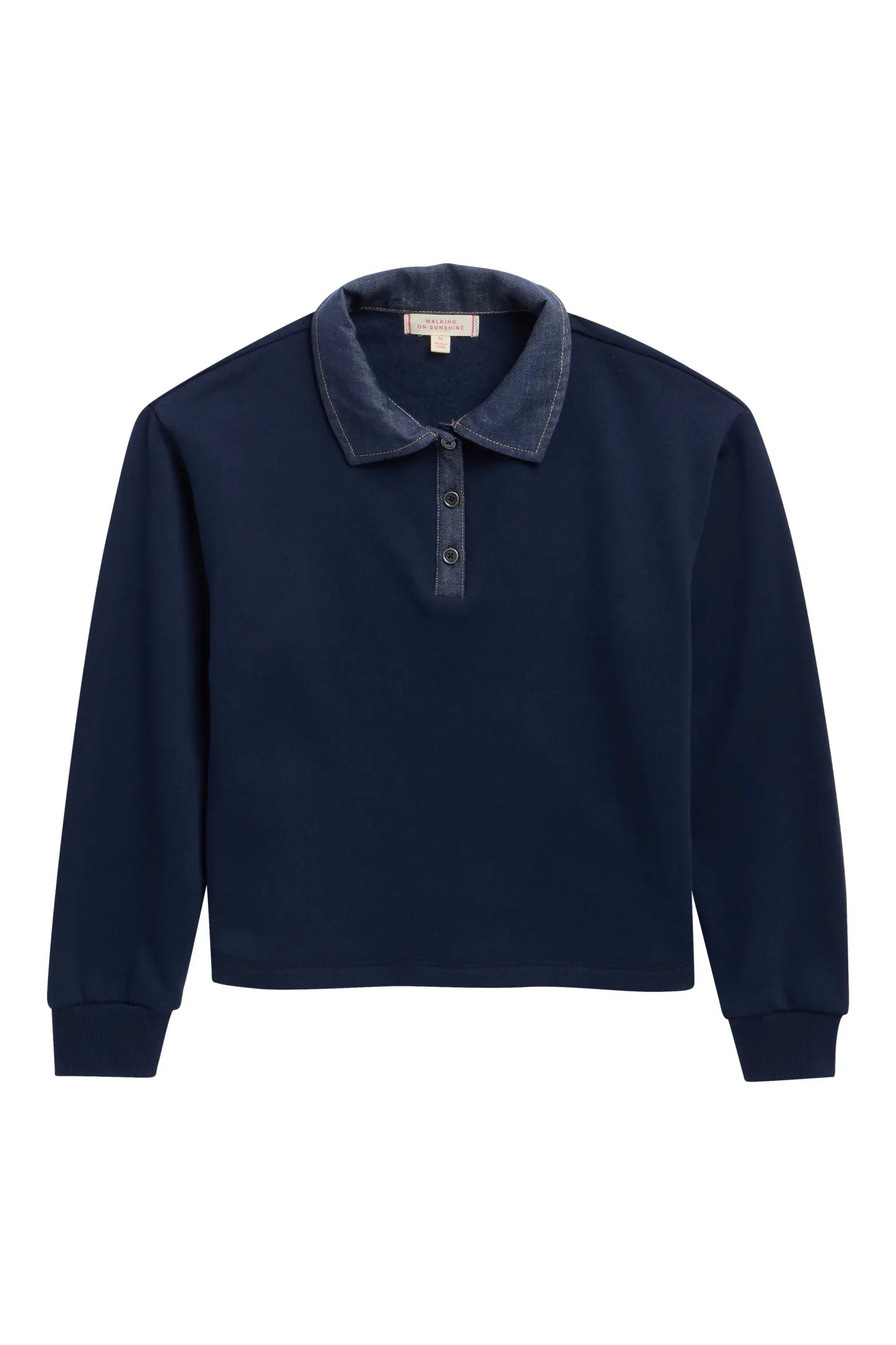 Walking on Sunshine Kids' Denim Half Placket Collar Sweatshirt (Women) | Nordstrom | Nordstrom
