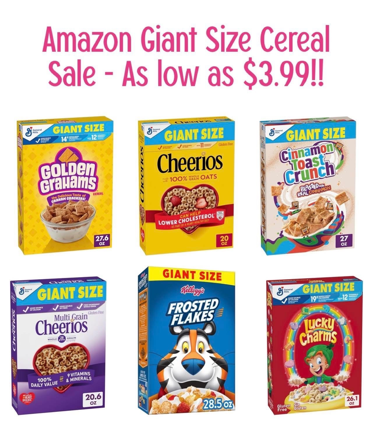 Happy Saturday! Amazon has Giant Size Cereal (and other sizes) down to as low as $3.99 in tons of options today! Excellent deal for cereal, especially if you go through a lot of it. Great time to stock up on some fan favorites!

#LTKSaleAlert #LTKfoodie #LTKHome