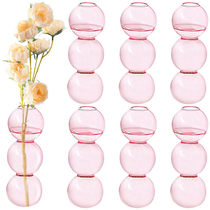 6 Pieces Clear Glass Bubble Vase 6.5 Inch Tall Hydroponic Flower Vase Bubble Ball Vase Glass Plan... | Amazon (US)