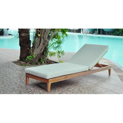 79" Long Reclining Teak Single Chaise with Cushions | Wayfair North America