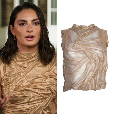 Paige DeSorbo’s Gold Ruched Confessional Top 