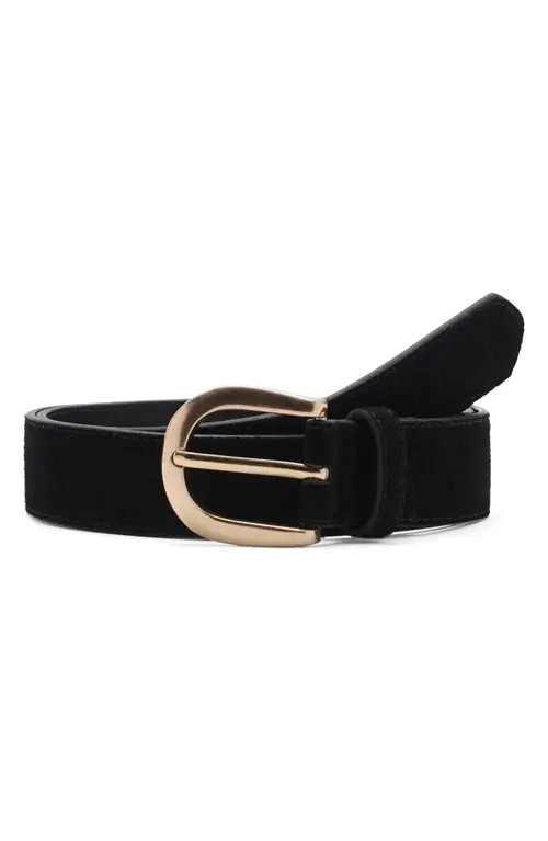 MANGO Katrina Suede Belt in Black at Nordstrom, Size Medium | Nordstrom