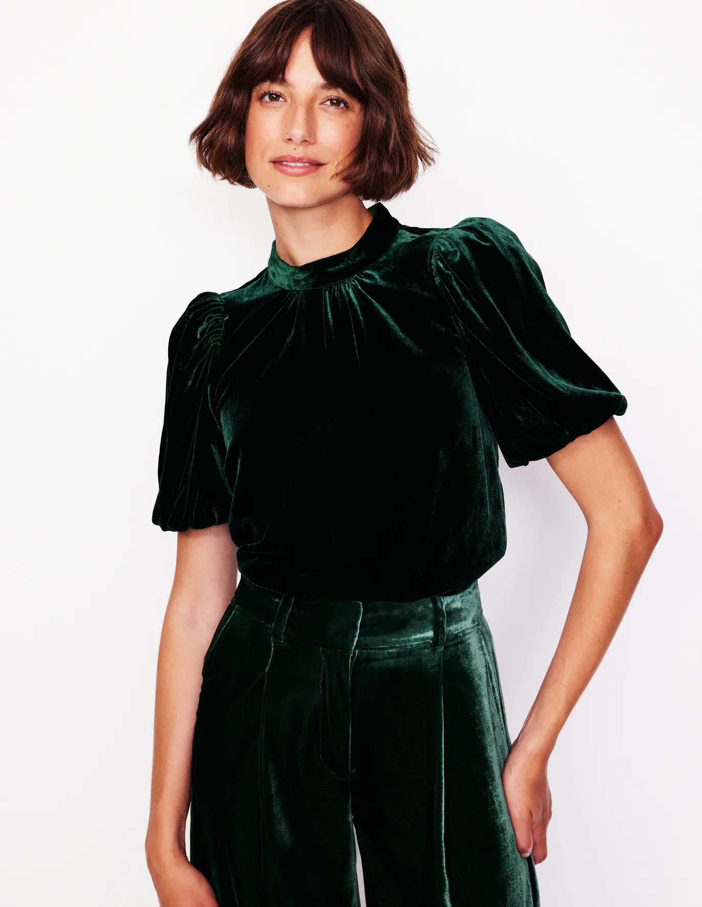 Puff Sleeve Velvet Top | Boden (US)