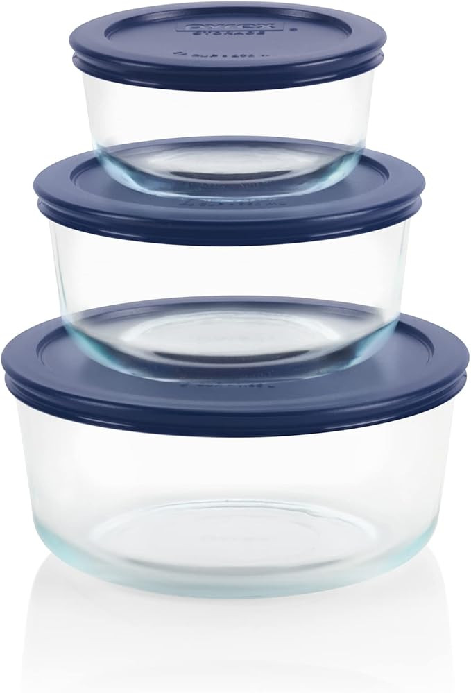 Pyrex Simply Store (3-Pack) Glass Food Storage Containers Set, (2, 4 & 7 Cup) Meal Prep Container... | Amazon (US)