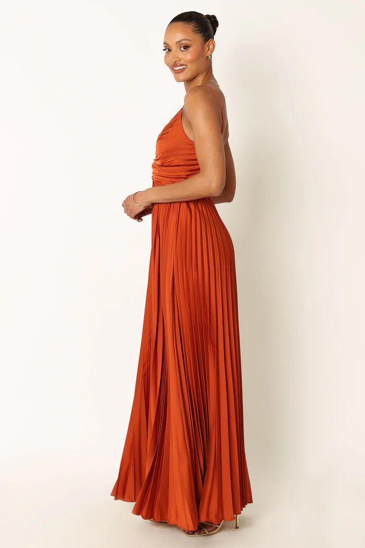 Naira Pleated Maxi Dress - Sunset Orange | Petal & Pup (AU)