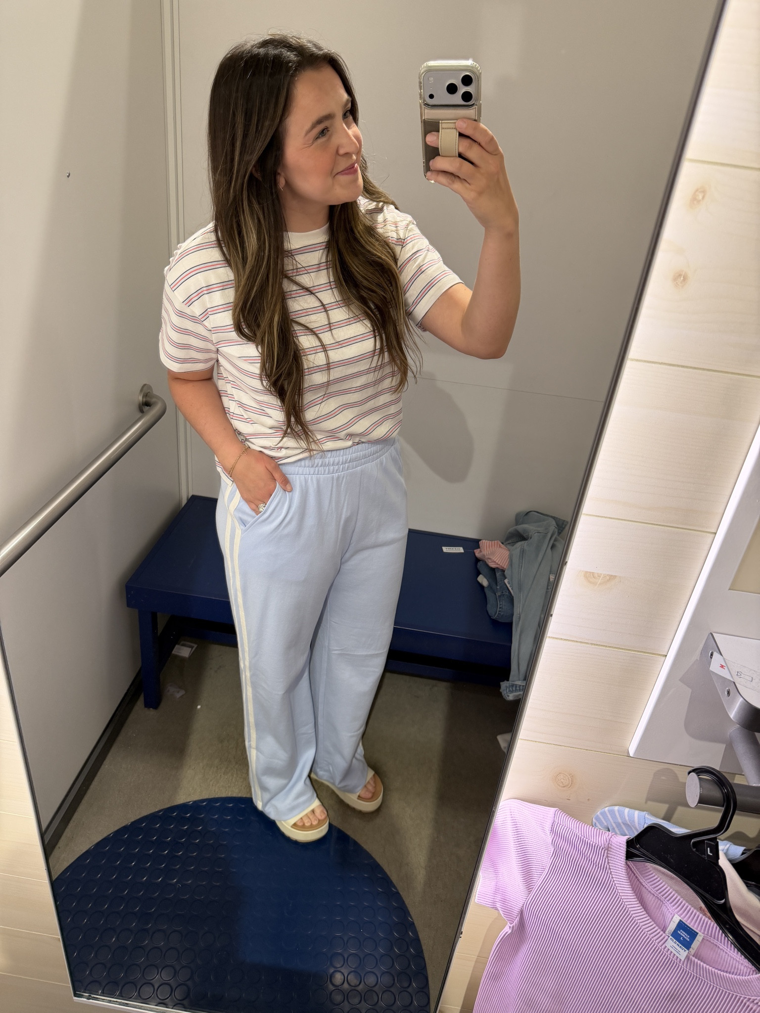 Spring casual outfit🌷
Wide leg sweats with stripe
Stripe tshirtt

#LTKmomlife #LTKActive