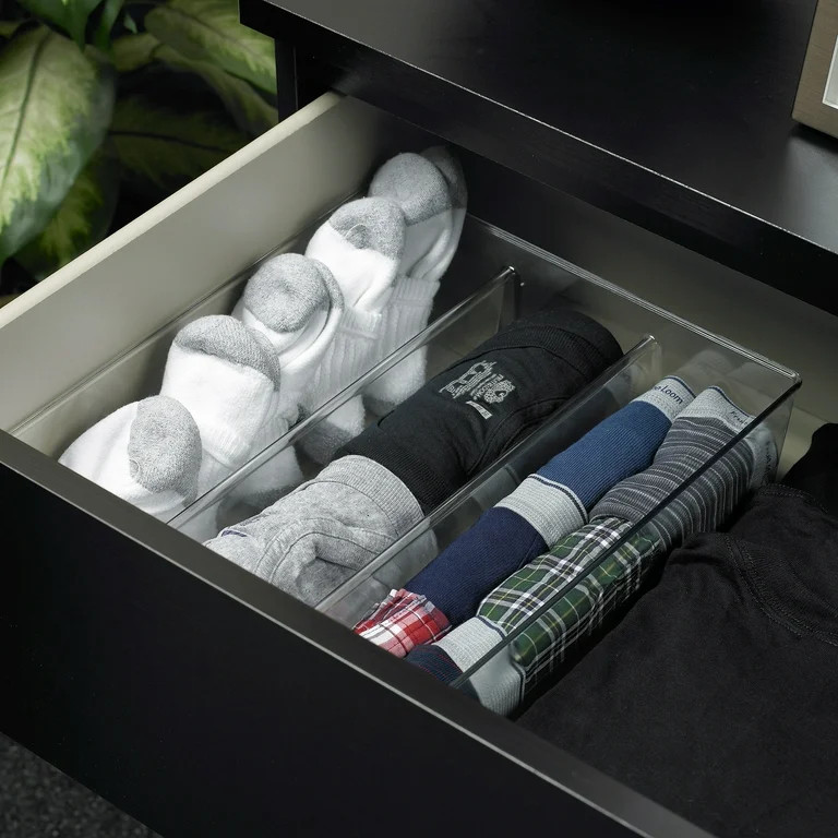 Mainstays 3-Pack Clear Plastic Drawer Organizer Divided Compartment Set | Walmart (US)