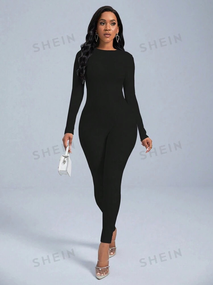 BamGleam Ladies' Solid Color Unitard Jumpsuit | SHEIN