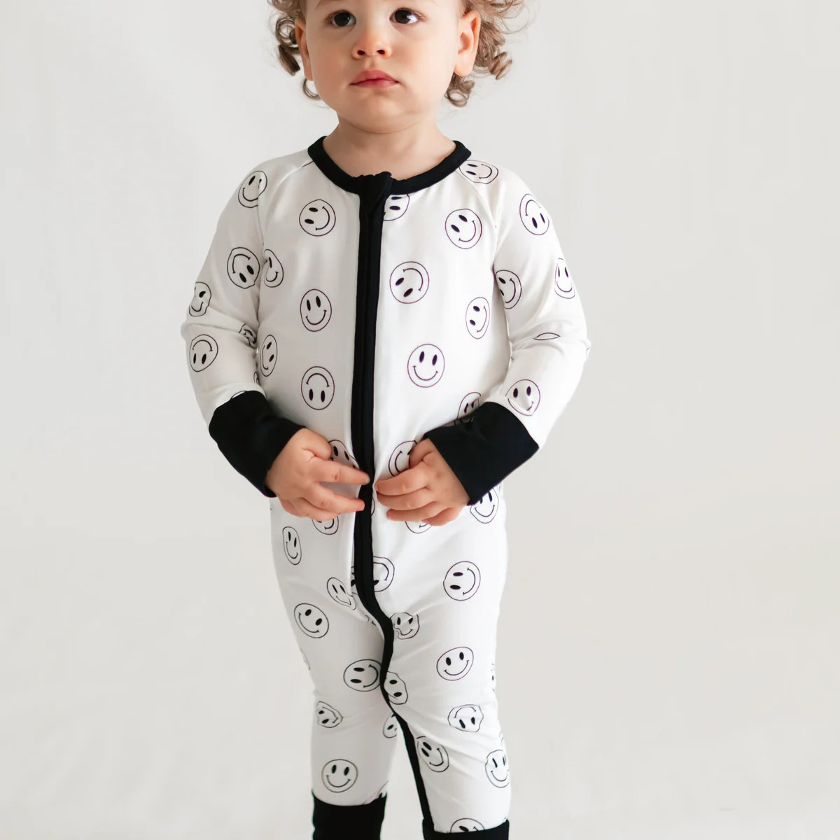 Infant Romper in Black Smiley | Silks Design