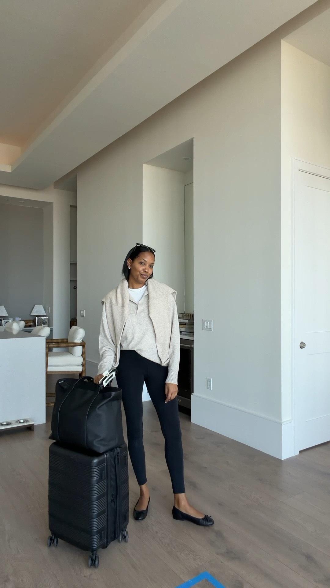 Travel Outfit | airport ootd, airport outfit, casual chic style, everyday style, errands outfit, cashmere sweater, ballet flats, luggage, suitcase, carry on tote, old money outfit, airport look, luxury travel

#LTKTravel #LTKShoeCrush #LTKStyleTip