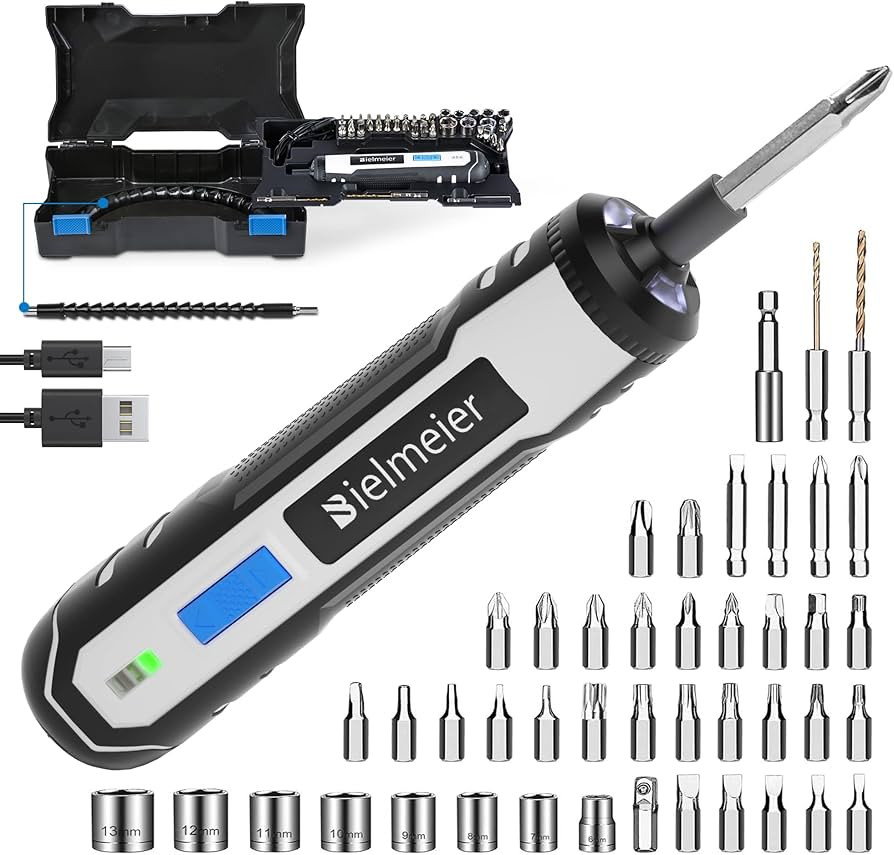 Bielmeier 4V Cordless Electric Screwdriver Kit, 6 Speed Adjustment, 44 Accessories Plus Flex Shaf... | Amazon (US)