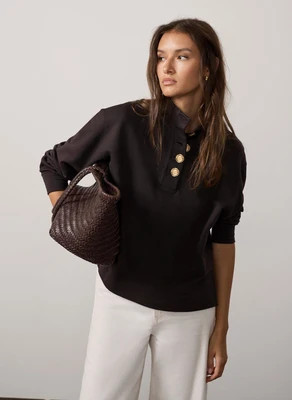 Brown Cotton Funnel Neck Sweatshirt | Mint Velvet - US