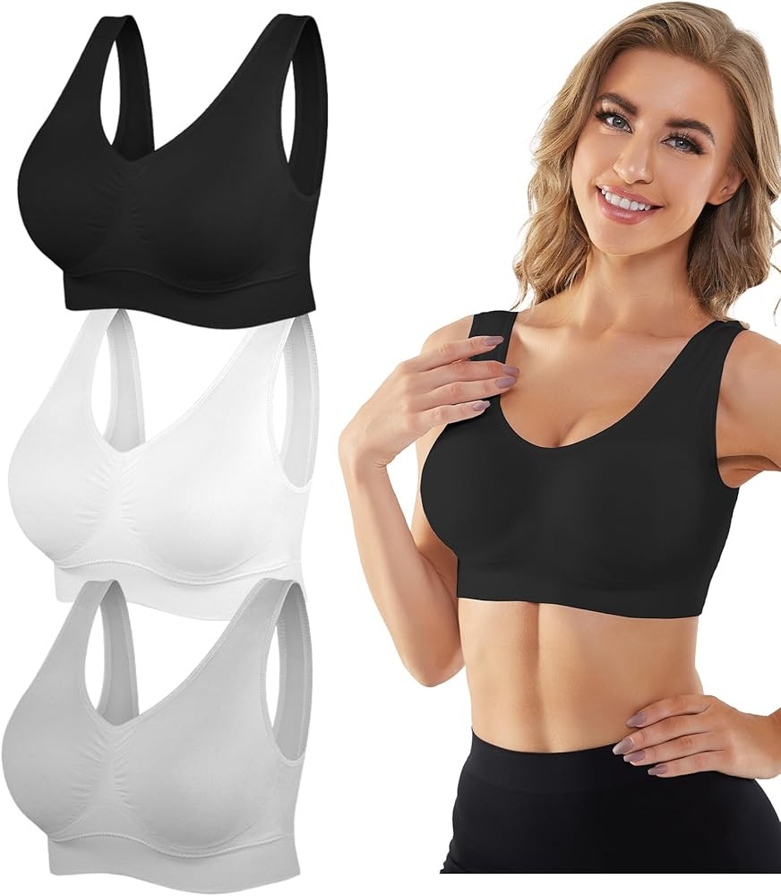 YADIFEN Brasieres deportivos para mujer, paquete de 3/4/6 unidades, sin costuras, sin costuras, p... | Amazon (US)