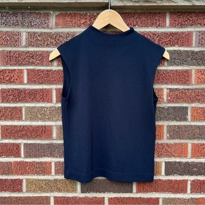 Kasper Navy Blue High Neck Sleeveless Mock Neck Tank Top Blouse | eBay US