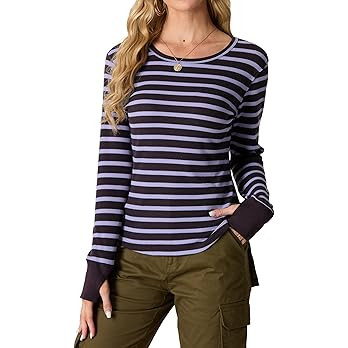 GRECERELLE Waffle Knit Long Sleeve Shirts for Women Crew Neck Slim Fitted Going Out Tops Y2k Outf... | Amazon (US)