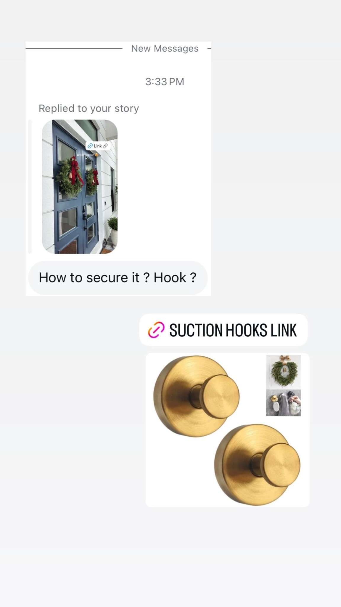 Suction brass hooks for Christmas wreathh

#LTKHoliday #LTKHome