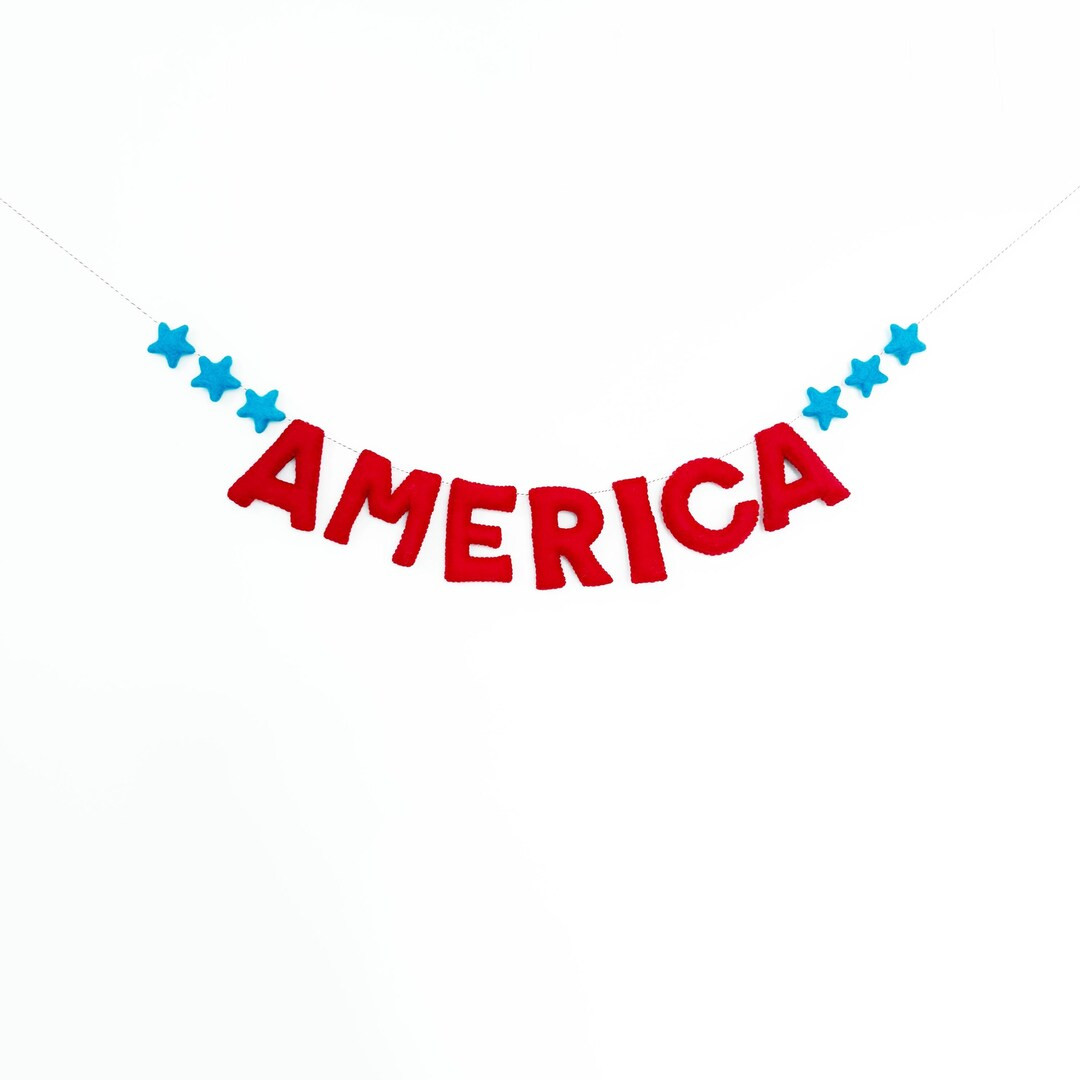 America Felt Garland | 4th of July Banner | Red White and Blue | Stars and Stripes | Party in the... | Etsy (US)