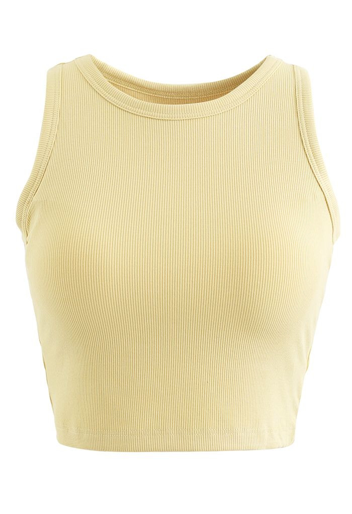 Solid Color Ribbed Tank Top in Yellow | Chicwish