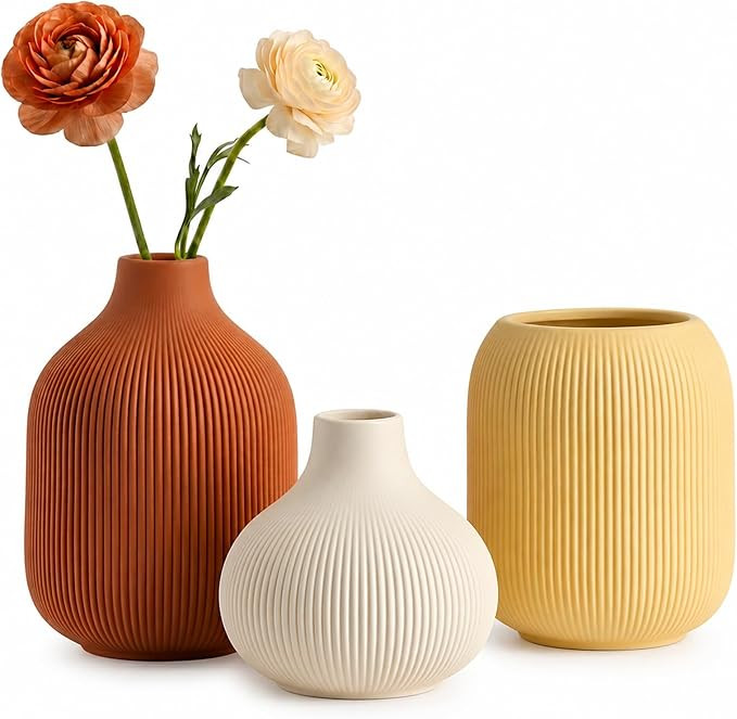 Colorful Ceramic Vase Set for Decor, Small Bud Vases, Pastel Decorative Vases for Table, Shelf, L... | Amazon (US)