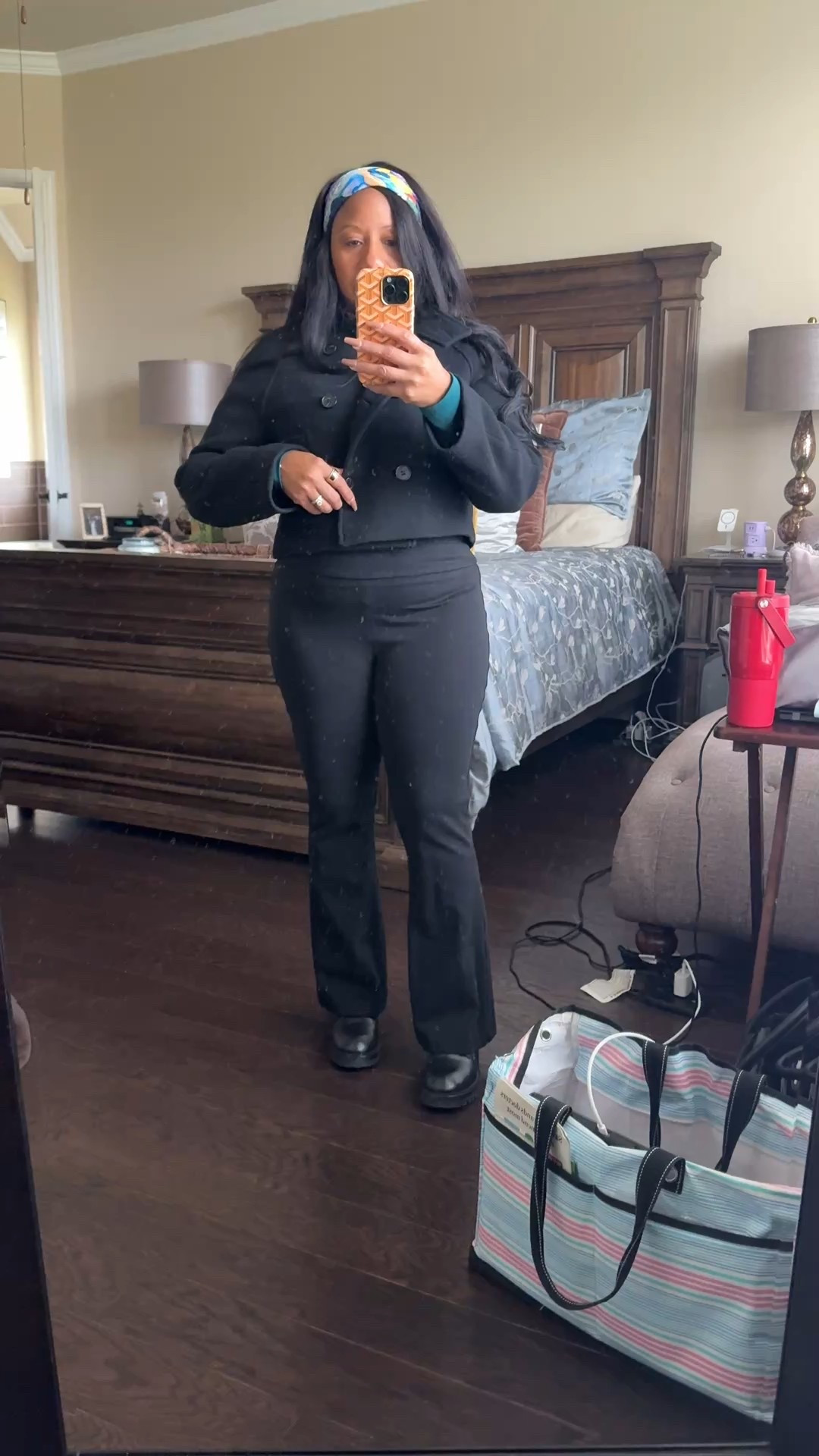 Old express one piece green top pants old express Versace shoes and scarf and Zara jacket 

#LTKMidsize #LTKOver40 #LTKdayinmylife