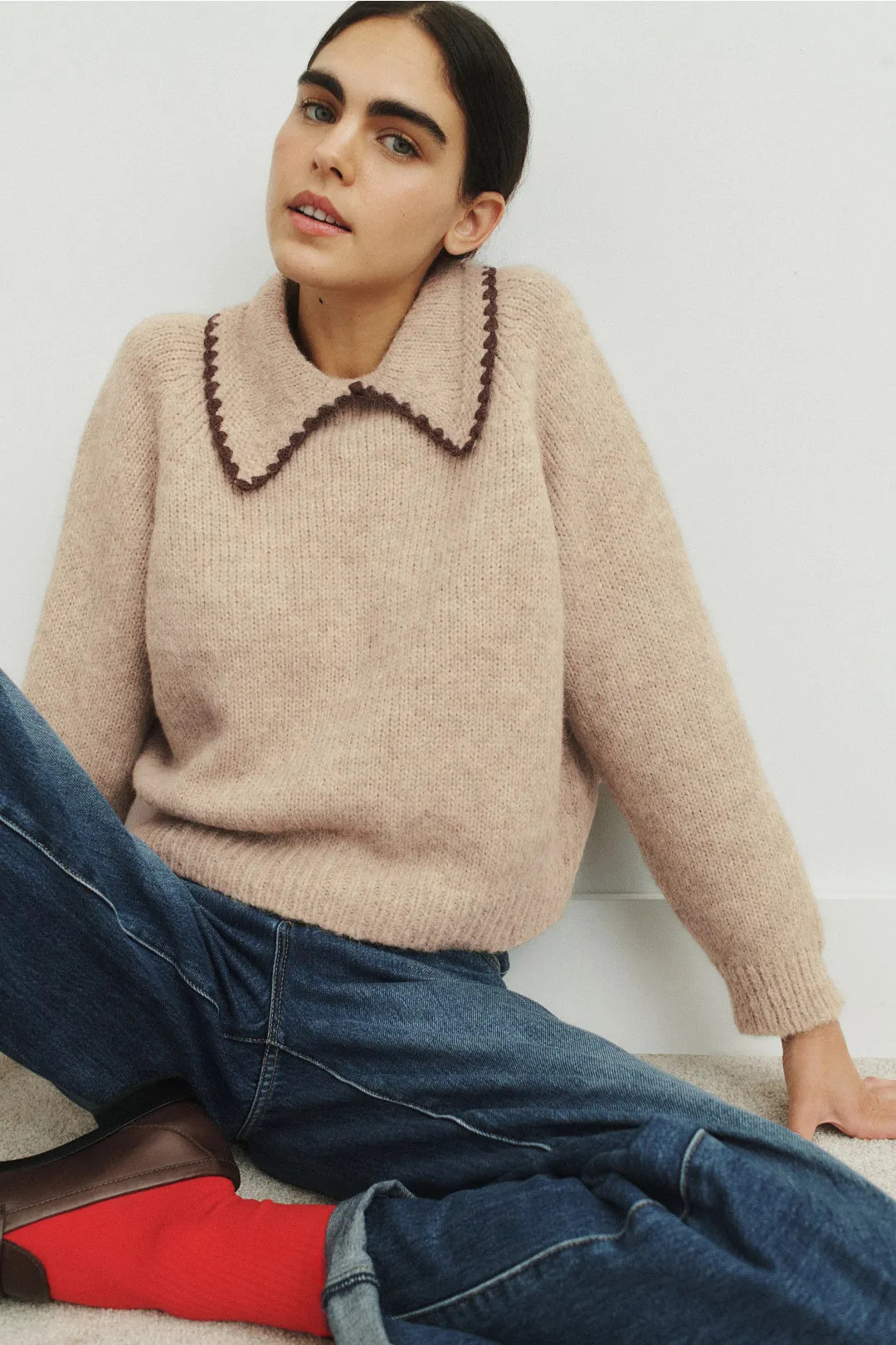 The Great. Crochet Collar Pullover | Rent the Runway