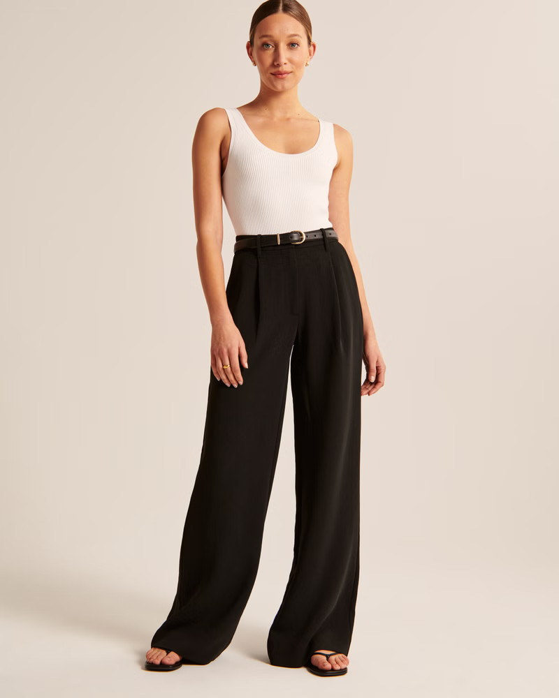 Premium Crepe Tailored Ultra Wide-Leg Pant | Abercrombie & Fitch (US)