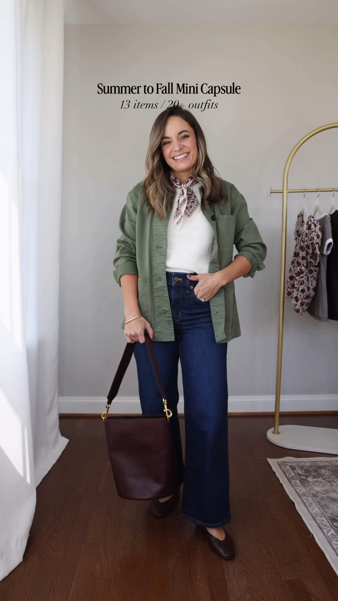 A petite-friendly mini capsule wardrobe with 13 items and 20 outfit ideas! 

3 bottoms
Dark wash jeans: 24 / 10” rise / 26.5” inseam (also offered in petite 24.5” inseam) 
Ecru jeans: petite 24 / 10 3/8” rise / 25” inseam 
Short: 25 

6 tops 
Printed top: xxs 
Brown top: xxs 
White sweater tank: xs (this one sold out so linking a similar option 
Striped t-shirt: xxs 
Olive jacket: xxs (low in stock, linking a similar option) 
Chambray top: xxs 

Flats: tts
Sandals: tts 

For size comparison: 32”, 24”, 36” with a 25” ankle inseam and a 27.5”-28” full length inseam

#LTKPetite