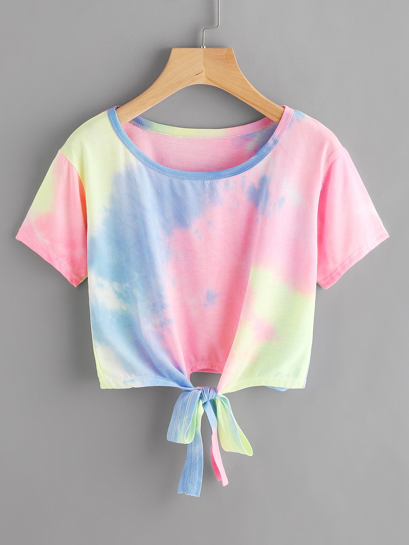 Water Color Knot Front Tee | SHEIN