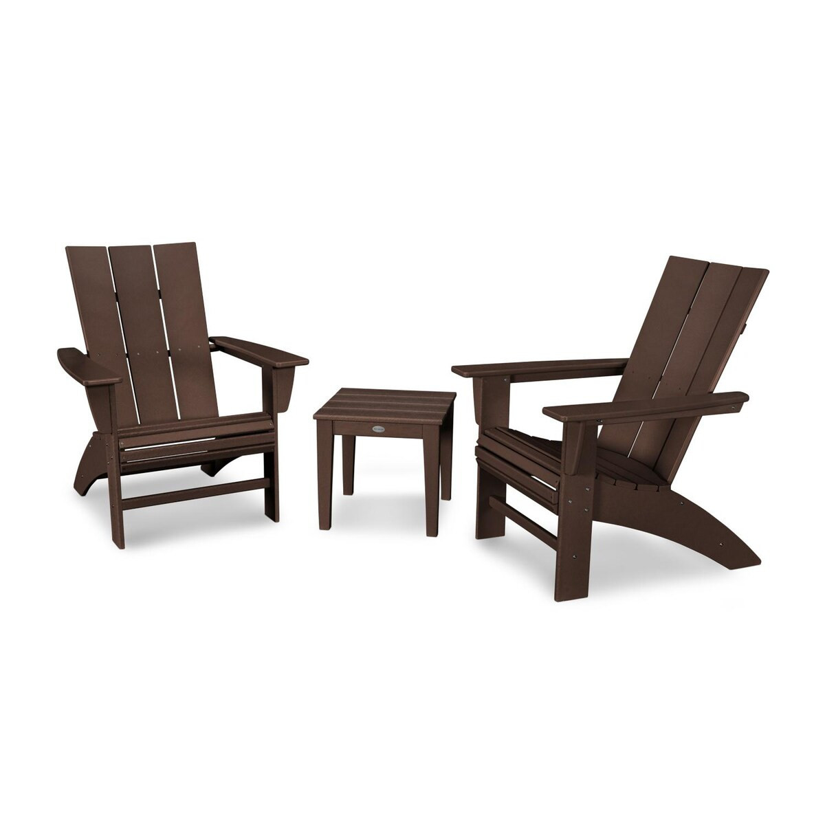 POLYWOOD Modern Adirondack 3 Pc Recycled Plastic Seating Set w/ Curveback Chairs in Mahogany by - PWS420-1-MA | BBQ Guys