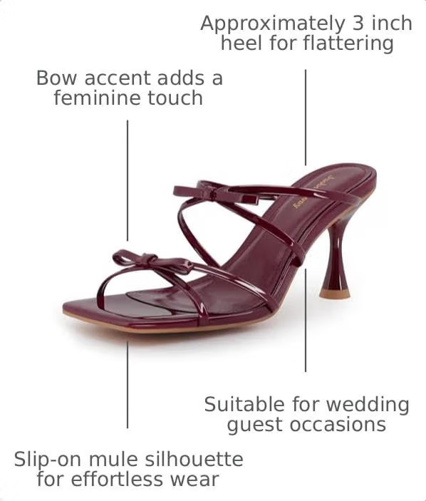 Women's Bow Kitten Heels Strappy Square Toe Sandals     Open Toe Low Heels, Wedding Dress Shoes, ... | Amazon (US)