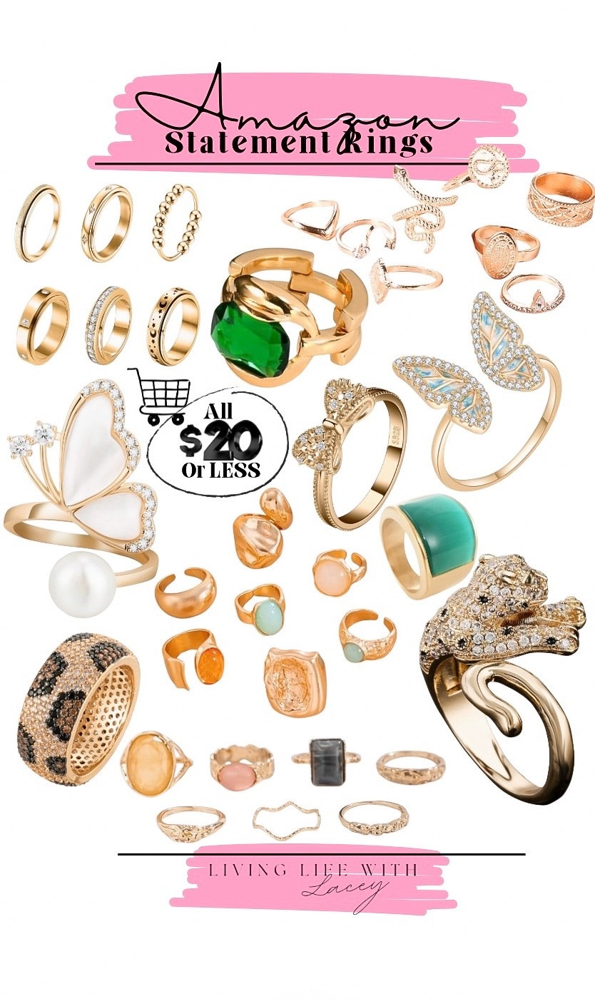 Amazon statement rings I’m loving. All come $20 or less almost $10 or less. All prime. 
Amazon finds | jewelry | jewelry addict | statement, jewelry | looks for less 
#Amazon #jewelry #statement

#LTKStyleTip #LTKBeauty #LTKFindsUnder50