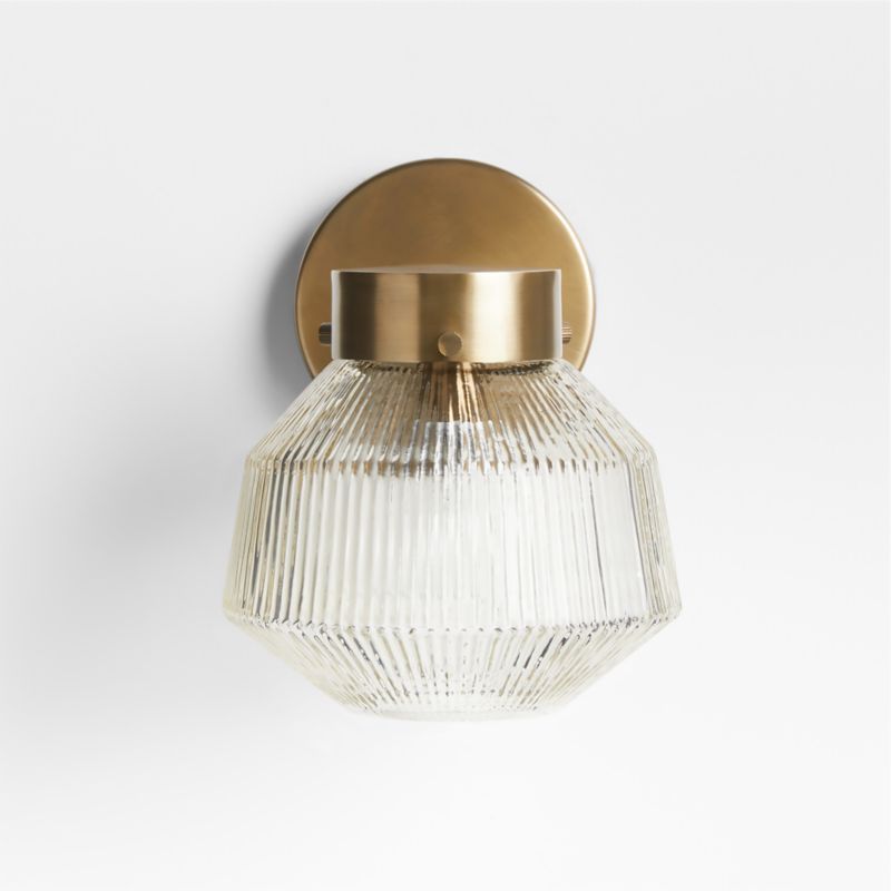 Aiden Ribbed Glass Brass Wall Sconce Light | Crate & Barrel | Crate & Barrel