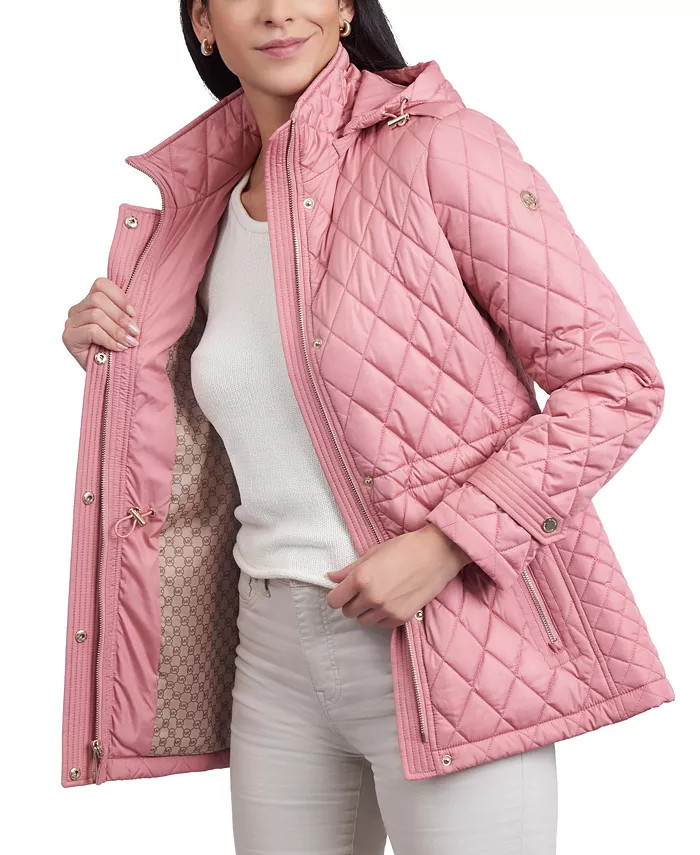 Women's Petite Quilted Hooded Anorak Coat | Macy's
