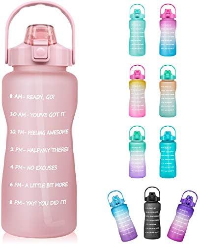 Half Gallon Motivational Water Bottle with Straw & Time Marker - 64 oz BPA Free Reusable Tritan F... | Amazon (US)