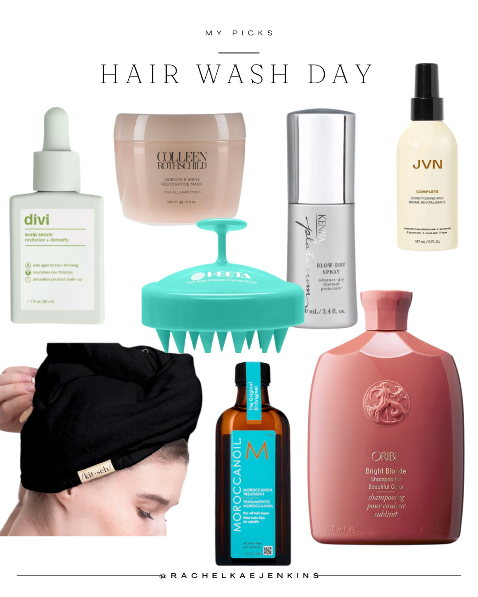 Hair wash day 
Shampoo, scalp serum, spray on conditioner, hair towel, hair oil, blow dry spray, shine restorative mask, scalp hair massager, oribe bright blonde shampoo, divi scalp serum, Moroccan oil treatment, Colleen Rothschild treatment, hair products, hair treatments, hair finds, haircare must haves 

#LTKbeauty #LTKunder100 #LTKunder50