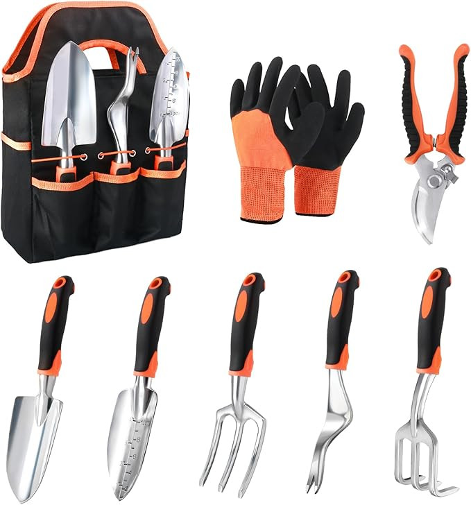 Garden Tools Set, 8 Piece Gardening Tools Set with Non Slip Ergonomic Handle, Heavy Duty Garden T... | Amazon (US)