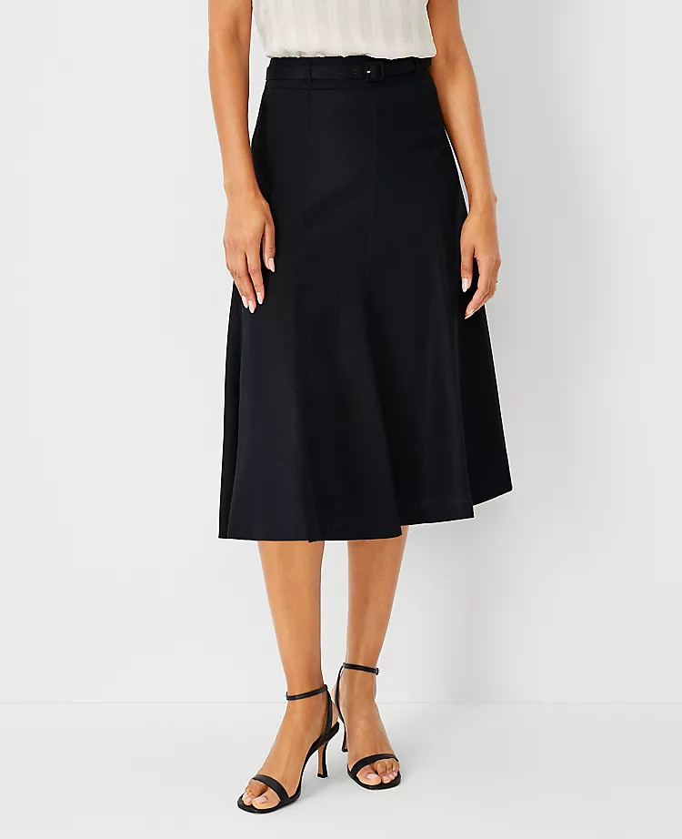 Belted Seamed Midi Skirt | Ann Taylor (US)