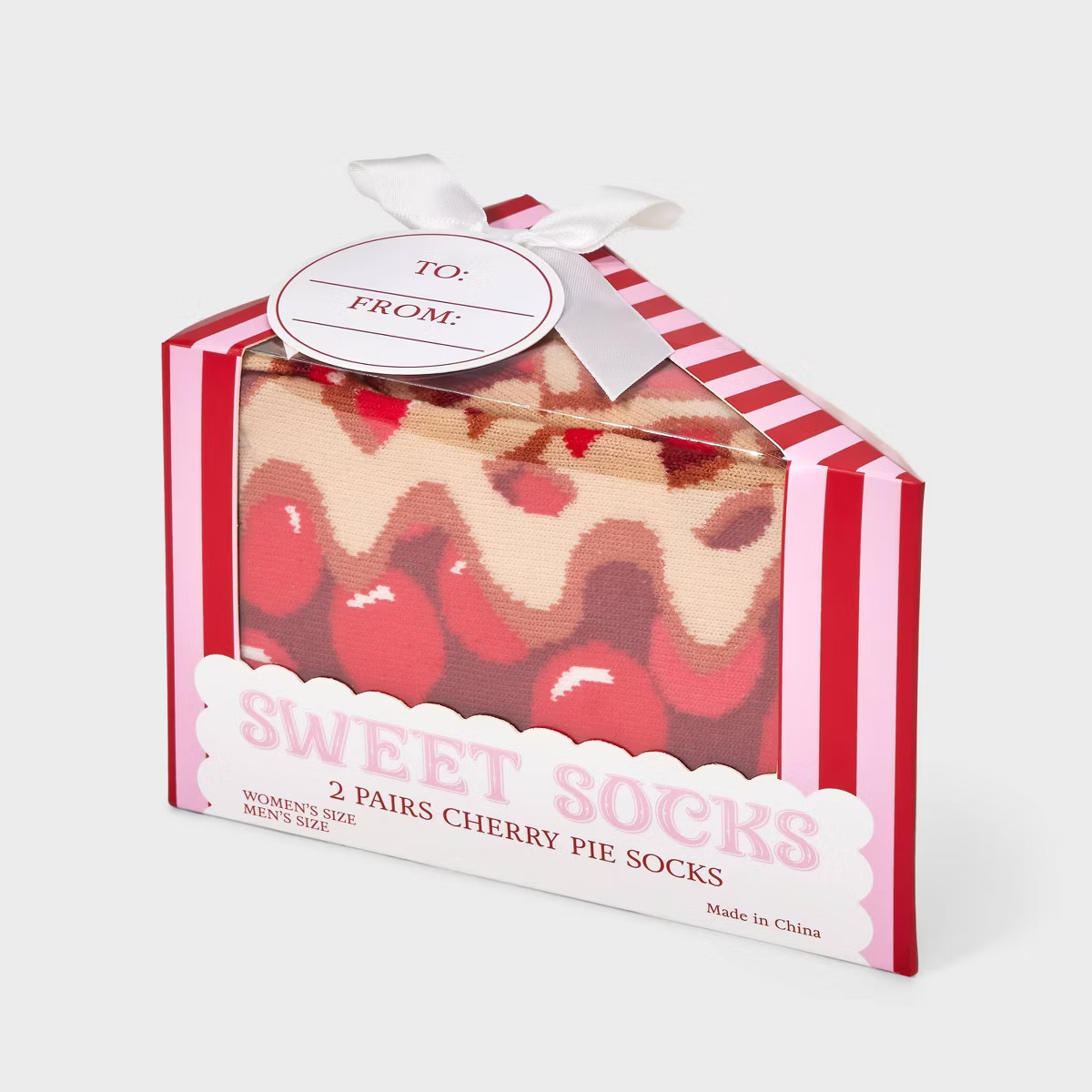 Adult "Hap-Pie Holidays" Cherry Pie 2pk Crew Socks - Red/Pink One Size Fits Most | Target