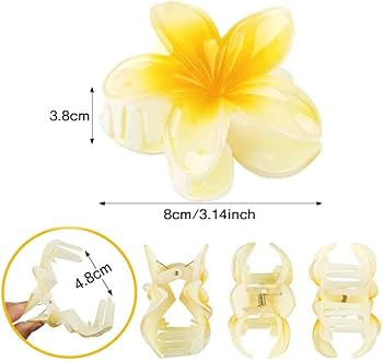 4 Hawaiian wisteria flower hair claw clips, non slip flower claw clips, wedding party beach decor... | Amazon (UK)
