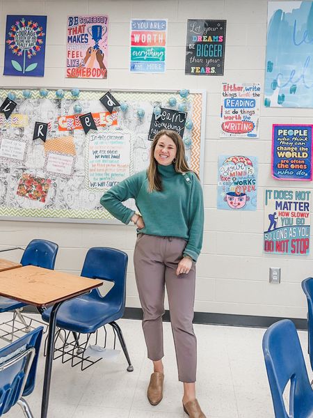 Teacher outfit, pullover sweater with buttons on collar sized up to medium for a little looser fit - favorite work joggers from Target - wearing size small, true to size! Casual teacher workwear! 

#LTKworkwear #LTKfindsunder50 #LTKstyletip