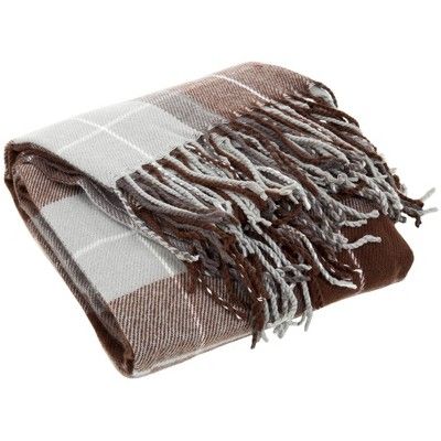 60"x50" Cashmere-like Throw Blanket Brown/Gray - Yorkshire Home | Target
