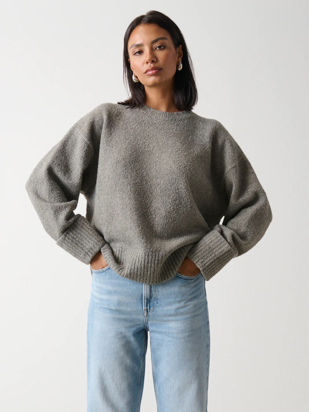 Camille Oversized Borg Jumper - Charcoal | Pretty Lavish (UK)