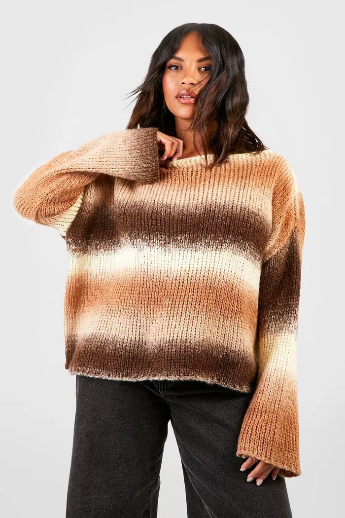Plus Boat Neck Ombre Knit Sweater | boohoo (US & Canada)