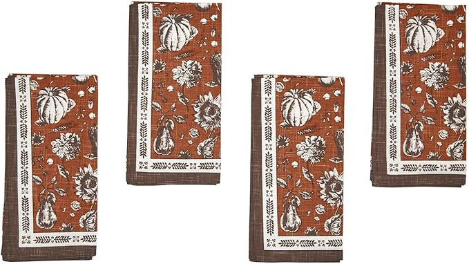 Two's Company Two's Company Autumn Soiree Set of 4 Cloth Napkins - Cotton | Amazon (US)