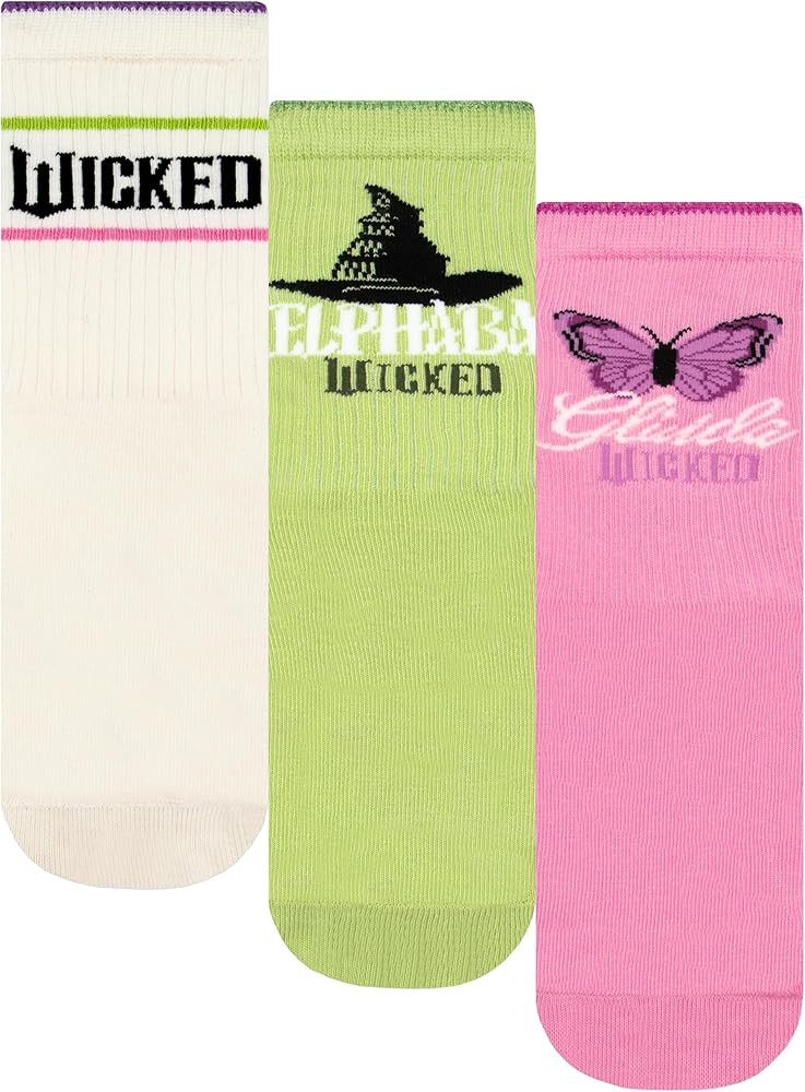 Wicked Socks 3 Pack, Multipack Glinda And Alphaba Cotton Girls Socks Pack Of 3, Girls Underwear | Amazon (US)
